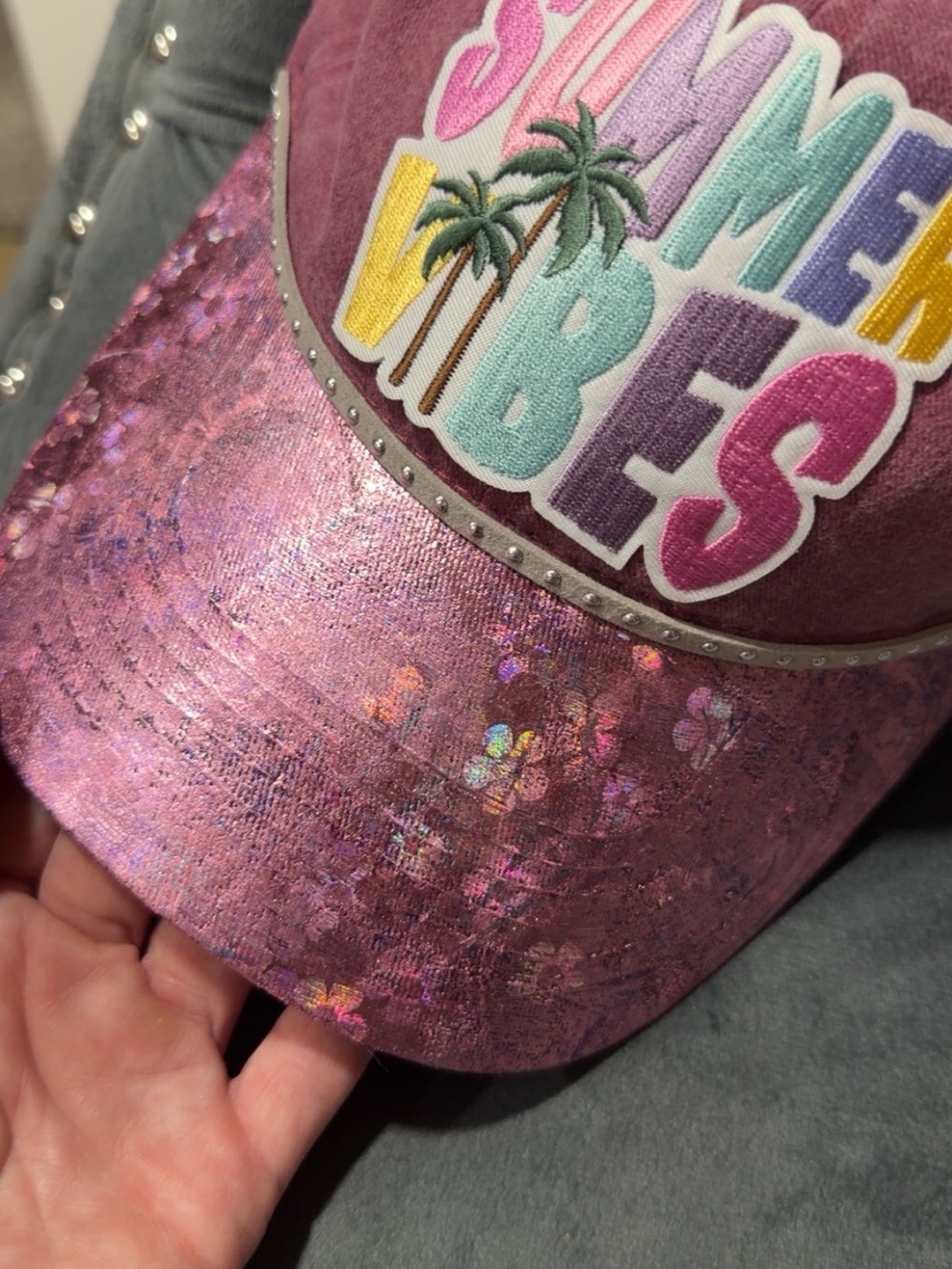 Custom made hat with foiled brim